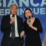 Foto Nicoloro G.   03/05/2019   Milano Marittima ( Ra )   Quattordicesima edizione del Premio internazionale al giornalismo ' Antonio Batani '. nella foto Massimo Giletti con la premiata Bianca Berlinguer.