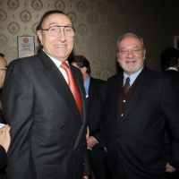 Foto Nicoloro G. 20/11/2010 Ravenna, Trentanovesima edizione del " Premio Guidarello per il Giornalismo d' autore ". nella foto Pippo Baudo – Piero Ostellino