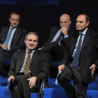 Foto Nicoloro G. 20/11/2010 Ravenna, Trentanovesima edizione del " Premio Guidarello per il Giornalismo d' autore ". nella foto Pier Luigi Vercesi – Bruno Vespa