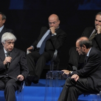 Foto Nicoloro G. 20/11/2010 Ravenna, Trentanovesima edizione del " Premio Guidarello per il Giornalismo d' autore ". nella foto Lorenzo Bianchi – Bruno Vespa
