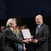 Foto Nicoloro G. 20/11/2010 Ravenna, Trentanovesima edizione del " Premio Guidarello per il Giornalismo d' autore ". nella foto  Gian Luigi Mingozzi – Aldo Cazzullo