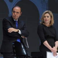 Foto Nicoloro G. 25/11/2012 Ravenna Quarantunesima edizione del ” Premio Guidarello per il Giornalismo d’ Autore “. nella foto Bruno Vespa – Margherita Ghinassi