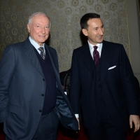 Foto Nicoloro G.  01/12/2013  Ravenna   Quarantaduesima edizione del " Premio Guidarello per il Giornalismo d' Autore "  organizzato dalla Confindustria Ravenna. nella foto a sinistra il giornalista Piero Angela, premio televisione alla carriera, e il presidente Coinfindustria Ravenna Guido Ottolenghi.