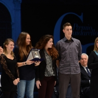 Foto Nicoloro G.  01/12/2013  Ravenna   Quarantaduesima edizione del " Premio Guidarello per il Giornalismo d' Autore "  organizzato dalla Confindustria Ravenna. nella foto gli allievi dell' I.T.C. Ginanni di Ravenna vincitore del Premio Guidarello Giovani.