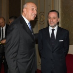 Foto Nicoloro G.   23/11/2019   Ravenna    48° edizione del \' Premio Guidarello per il giornalismo d\' autore \' organizzato da Confindustria Romagna. nella foto il presidente ABI Antonio Patuelli, a sinistra, e il giornalista Antonio Polito.
