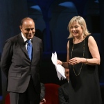 Foto Nicoloro G.   23/11/2019   Ravenna    48° edizione del ' Premio Guidarello per il giornalismo d' autore ' organizzato da Confindustria Romagna. nella foto i giornalisti Bruno Vespa e Margherita Ghinassi che hanno rispettivamente condotto e presentato la serata.