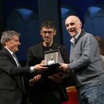 Foto Nicoloro G.   23/11/2019   Ravenna    48° edizione del ' Premio Guidarello per il giornalismo d' autore ' organizzato da Confindustria Romagna. nella foto Giampaolo Soldati e Roberto Gagnor premiati dal dirigente BPER Giuliano Lugli.
