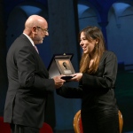 Foto Nicoloro G.   23/11/2019   Ravenna    48° edizione del ' Premio Guidarello per il giornalismo d' autore ' organizzato da Confindustria Romagna. nella foto la direttrice de La Nazione Agnese Pini premiata dal dirigente ENI Domenico Noviello.