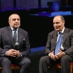 Foto Nicoloro G.   23/11/2019   Ravenna    48° edizione del ' Premio Guidarello per il giornalismo d' autore ' organizzato da Confindustria Romagna. nella foto il giornalista Franco Di Mare intervistato da Bruno Vespa.