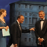 Foto Nicoloro G.   04/09/2010  Venezia  Quarantottesima edizione del " Premio Campiello Letteratura ". nella foto Andrea Osvart – Bruno Vespa – Gianrico Carofiglio