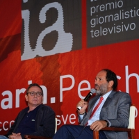 Foto Nicoloro G. 06/09/2012 Riccione ( Rimini ) Diciottesima edizione del " Premio Ilaria Alpi ", premio giornalistico televisivo che gode dell' Alto Patronato della Presidenza della Repubblica. nella foto Saverio Lodato – Antonio Ingroia