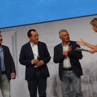 Foto Nicoloro G. 08/09/2012 Riccione ( Rimini ) Terza e conclusiva giornata della diciottesima edizione del " Premio Ilaria Alpi ", premio giornalistico televisivo che gode dell' Alto Patronato della Presidenza della Repubblica. nella foto Claudio Pappaianni – Andrea Postiglione – Attilio Bolzoni – Tiziana Ferrario