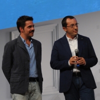 Foto Nicoloro G. 08/09/2012 Riccione ( Rimini ) Terza e conclusiva giornata della diciottesima edizione del " Premio Ilaria Alpi ", premio giornalistico televisivo che gode dell' Alto Patronato della Presidenza della Repubblica. nella foto Claudio Pappaianni – Andrea Postiglione