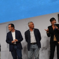 Foto Nicoloro G. 08/09/2012 Riccione ( Rimini ) Terza e conclusiva giornata della diciottesima edizione del " Premio Ilaria Alpi ", premio giornalistico televisivo che gode dell' Alto Patronato della Presidenza della Repubblica. nella foto Claudio Pappaianni – Andrea Postiglione – Attilio Bolzoni – Serena Dandini – Tiziana Ferrario