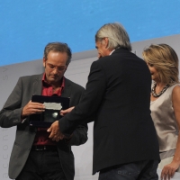 Foto Nicoloro G. 08/09/2012 Riccione ( Rimini ) Terza e conclusiva giornata della diciottesima edizione del " Premio Ilaria Alpi ", premio giornalistico televisivo che gode dell' Alto Patronato della Presidenza della Repubblica. nella foto Alessandro Hielscher – Tiziana Ferrario – Mimmo Calopresti