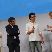 Foto Nicoloro G. 08/09/2012 Riccione ( Rimini ) Terza e conclusiva giornata della diciottesima edizione del " Premio Ilaria Alpi ", premio giornalistico televisivo che gode dell' Alto Patronato della Presidenza della Repubblica. nella foto Mara Filippi Morrione – Roberto Natale – Francesco De Augustinis – Tiziana Ferrario