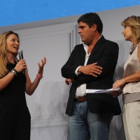 Foto Nicoloro G. 08/09/2012 Riccione ( Rimini ) Terza e conclusiva giornata della diciottesima edizione del " Premio Ilaria Alpi ", premio giornalistico televisivo che gode dell' Alto Patronato della Presidenza della Repubblica. nella foto Margherita Granbassi – Cristiano Barbarossa – Tiziana Ferrario