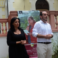 Foto Nicoloro G.  04/09/2014   Riccione ( Rimini )  Ventesima edizione del \" Premio giornalistico televisivo Ilaria Alpi \" a venti anni dall\' uccisione della giornalista di Rai 3 e del suo cameraman avvenuta a Mogadiscio il 20 marzo 1994. nella foto con la cerimonia della piantumazione di una rosa che porta il nome di Ilaria Alpi si è aperta la ventesima edizione del Premio e da sinistra il sindaco di Riccione Renata Tosi e Davide Dalla Libera, il rosaista che ha creato il fiore,