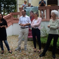 Foto Nicoloro G.  04/09/2014   Riccione ( Rimini )  Ventesima edizione del \" Premio giornalistico televisivo Ilaria Alpi \" a venti anni dall\' uccisione della giornalista di Rai 3 e del suo cameraman avvenuta a Mogadiscio il 20 marzo 1994. nella foto con la cerimonia della piantumazione di una rosa che porta il nome di Ilaria Alpi si è aperta la ventesima edizione del Premio e da sinistra il sindaco di Riccione Renata Tosi, Davide Dalla Libera, il rosaista che ha creato il fiore, la scrittrice Gigliola Alvisi e Mariangela Gritta Grainer, presidente dell\' Associazione Ilaria Alpi.