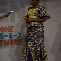 Foto Nicoloro G. 06/09/2014  Riccione ( Rimini )  Serata conclusiva con premiazioni della ventesima edizione del \" Premio giornalistico televisivo Ilaria Alpi \" a venti anni dall\' uccisione della giornalista di Rai 3 e del suo cameraman avvenuta a Mogadiscio il 20 marzo 1994. nella foto la giornalista del Congo Solange Lusiku Nsimire, vincitrice del premio speciale Unicredit per il valore e il coraggio dimostrato nel suo paese.