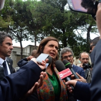 Foto Nicoloro G. 05/09/2014  Riccione ( Rimini )  Seconda giornata della ventesima edizione del " Premio giornalistico televisivo Ilaria Alpi " a venti anni dall' uccisione della giornalista di Rai 3 e del suo cameraman avvenuta a Mogadiscio il 20 marzo 1994. nella foto il presidente della Camera Laura Boldrini è intervenuta ad un dibattito sulla desecretazione del caso.