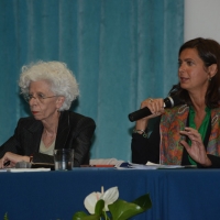 Foto Nicoloro G. 05/09/2014  Riccione ( Rimini )  Seconda giornata della ventesima edizione del \" Premio giornalistico televisivo Ilaria Alpi \" a venti anni dall\' uccisione della giornalista di Rai 3 e del suo cameraman avvenuta a Mogadiscio il 20 marzo 1994. nella foto il presidente della Camera Laura Boldrini è intervenuta ad un dibattito sulla desecretazione del caso e di fianco il presidente dell\' Associzione Ilaria Alpi Mariangela Gritta Grainer.