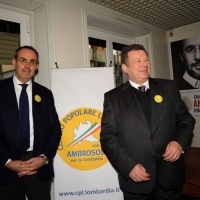 Foto Nicoloro G. 18/01/2013 Milano Presentazione del ” Centro popolare Lombardo con Ambrosoli per la Lombardia “. nella foto Enrico Marcora – Valerio Bettoni 