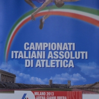 Foto Nicoloro G. 27/06/2013 Milano Presentazione dei Campionati Italiani Assoluti di Atletica che si terranno all' Arena Civica di Milano il 26-27-28 Luglio 2013. nella foto Il manifesto dell'evento