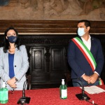 Foto Nicoloro G.   15/09/2020   Ravenna   Con l\' intervento della ministra dell\' Istruzione si e\' svolta la presentazione dei progetti scolastici dedicati a Dante, in occasione del 700° anno dalla morte del Sommo Poeta. nella foto la ministra Lucia Azzolina e il sindaco di Ravenna Michele de Pascale.