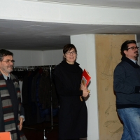 Foto Nicoloro G.  16/12/2014   Milano   Presentazione, al Museo Nazionale Scienza e Tecnologia Leonardo da Vinci, della mostra \" Il Bel Paese. L\' Italia dal Risorgimento alla Grande Guerra, dai Macchiaioli ai Futuristi \" che si terrà a Ravenna nel Museo d\' Arte dal 22 febbraio al 14 giugno 2015. nella foto da sinistra Claudio Spadoni, curatore della mostra, Laura Ronzon, direttrice del Patrimonio Storico del MNST, e Claudio Giorgione, curatore Leonardo Arte & Scienza del MNST.