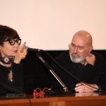Foto Nicoloro G.   04/11/2022   Bologna   Presentazione del film di Elisabetta Sgarbi ' Nino Migliori. Viaggio intorno alla mia stanza '. nella foto Elisabetta Sgarbi con Stefano Bonaccini.