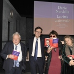 Foto Nicoloro G.  21/11/2022    Milano   Presentazione del libro \' La citta\' universale \' del sindaco di Firenze Dario Nardella. nella foto da sinistra Piergaetano Marchetti, Dario Nardella, Elisabetta Sgarbi e Andree Ruth Shammah.
