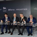 Foto Nicoloro G.   28/10/2019  Ravenna   Presentazione del progetto Iswec (Inertial Sea Energy Converter), organizzato da Eni per produrre energia dal moto ondoso, alla presenza del presidente del Consiglio. In occasione dell’evento sarà anche firmato un importante accordo con Fincantieri, Terna e CDP. nella foto il momento della firma dell' accordo da sinistra  l' a.d. di CDP Fabrizio Palermo, l' a.d. di Eni Claudio Descalzi, l' a.d. di Terna Luigi Ferraris e l' a.d. di Fincantieri Giuseppe Bono.