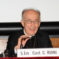 Foto Nicoloro G. 17/10/2011 Milano Presentazione del volume ” Il cambiamento demografico ” a cura del Comitato per il Progetto Culturale della CEI. nella foto il cardinale Camillo Ruini