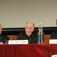 Foto Nicoloro G. 17/10/2011 Milano Presentazione del volume ” Il cambiamento demografico ” a cura del Comitato per il Progetto Culturale della CEI. nella foto il cardinale Camillo Ruini