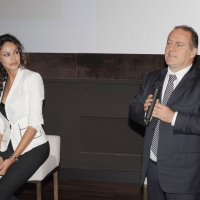 Foto Nicoloro G. 20/11/2011 Milano Presentazione della sedicesima edizione del ” Capri, Hollywood “, festival internazionale del cinema che si svolgera’ a Capri dal 26 dicembre 2011 al 02 gennaio 2012. nella foto Madalina Ghenea – Pascal Vicedomini
