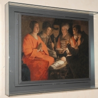 Foto Nicoloro G. 25/11/2011 Milano Direttamente dal museo del Louvre in mostra a palazzo Marino il ” San Giuseppe falegname ” e ” L’ Adorazione dei pastori ” due delle piu’ famose opere del’ artista francese Georges e La Tour, il ” Caravaggio francese “. L’ iniziativa e’ organizzata dall’ ENI con la collaborazione del Comune di Milano. nella foto Il dipinto ”L’Adorazione dei pastori”