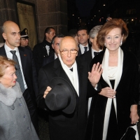 Foto Nicoloro G. Milano 07/12/2010 Tradizionale inaugurazione della stagione lirica al teatro alla Scala con l' opera " La Valchiria ". nella foto Giorgio Napolitano con la moglie Clio – Letizia Moratti