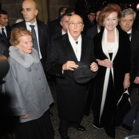 Foto Nicoloro G. Milano 07/12/2010 Tradizionale inaugurazione della stagione lirica al teatro alla Scala con l' opera " La Valchiria ". nella foto Giorgio Napolitano con la moglie Clio – Letizia Moratti