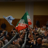 Foto Nicoloro G. 21/09/2013 Milano Prima assemblea della nuova Forza Italia con l' intervento del vice premier Angelino Alfano. nella foto Sostenitori e bandiere di Forza Italia 