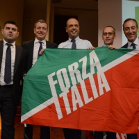 Foto Nicoloro G. 21/09/2013 Milano Prima assemblea della nuova Forza Italia con l' intervento del vice premier Angelino Alfano. nella foto Angelino Alfano e alcuni dirigenti del partito  