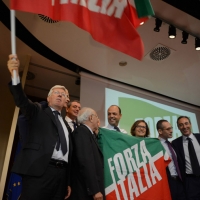 Foto Nicoloro G. 21/09/2013 Milano Prima assemblea della nuova Forza Italia con l' intervento del vice premier Angelino Alfano. nella foto Angelino Alfano e alcuni dirigenti del partito  
