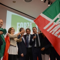 Forza Italia con l' intervento del vice premier Angelino Alfano. nella foto Angelino Alfano e alcuni dirigenti del partito  