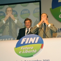 Foto Nicoloro G.  06/11/2010 Bastia Umbra  (Perugia)  Prima Convention di Futuro e Liberta’ – Manifesto per l’ Italia. nella foto Gianfranco Fini – Luca Barbareschi