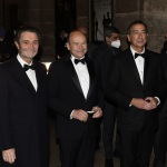 Foto Nicoloro G.   Milano    Tradizionale apertura della stagione lirica alla Scala con l' opera ' Macbeth ' di G. Verdi. nella foto da sinistra il governatore della Lombardia Attilio Fontana, il neo sovrintendente alla Scala Dominique Meyer e il sindaco di Milano Beppe Sala.