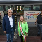 Foto Nicoloro G.   03/07/2021   Firenze   Primo viaggio inaugurale del Treno di Dante, convoglio storico che collega Firenze a Ravenna con quattro fermate intermedie. Da oggi 03 luglio fino al 10 ottobre prossimo effettuera\' viaggi di andata e ritorno nei fine settimana. nella foto il governatore della Toscana Enrico Rossi e l\' assessora del Comune di Firenze Cecilia Del Re.