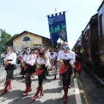 Foto Nicoloro G.   03/07/2021   Brisighella ( Ravenna )  Primo viaggio inaugurale del Treno di Dante, convoglio storico che collega Firenze a Ravenna con quattro fermate intermedie. Da oggi 03 luglio fino al 10 ottobre prossimo effettuera' viaggi di andata e ritorno nei fine settimana. nella foto l' arrivo alla stazione di Brisighella tra musica e danza.