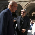 Foto Nicoloro G.   20/09/2026   Ravenna   Nell' ambito delle Celebrazioni per il 705° annuale della morte di Dante Alighieri si e' conclusa la XV edizione del Festival '' Prospettiva Dante ''. nella foto il maestro Riccardo Muti con il giornalista Aldo Cazzullo.