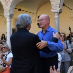 Foto Nicoloro G.   20/09/2026   Ravenna   Nell' ambito delle Celebrazioni per il 705° annuale della morte di Dante Alighieri si e' conclusa la XV edizione del Festival '' Prospettiva Dante ''. nella foto il maestro Riccardo Muti con il giornalista Aldo Cazzullo.