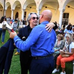 Foto Nicoloro G.   20/09/2026   Ravenna   Nell' ambito delle Celebrazioni per il 705° annuale della morte di Dante Alighieri si e' conclusa la XV edizione del Festival '' Prospettiva Dante ''. nella foto il maestro Riccardo Muti con il giornalista Aldo Cazzullo.